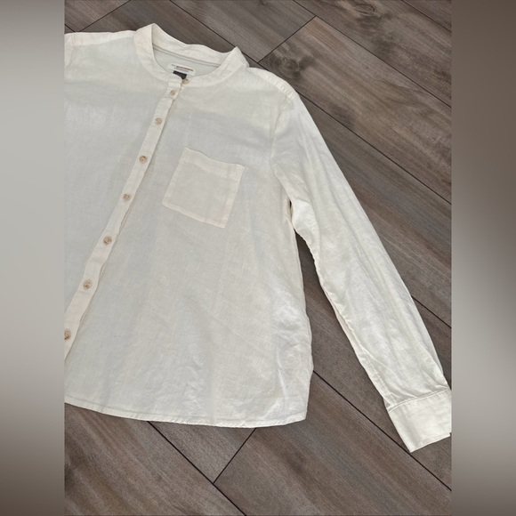 Anthropologie Pilcro Women's Cream Linen Blend Button-Down Shirt Size Small - Picture 6 of 11